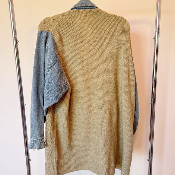 Altar'd State Wilma Cable Denim Mixed Button-Up Cardigan - Picture 6 of 6